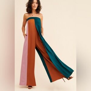 ANTHROPOLOGIE HUTCH Colorblock Strapless Jumpsuit